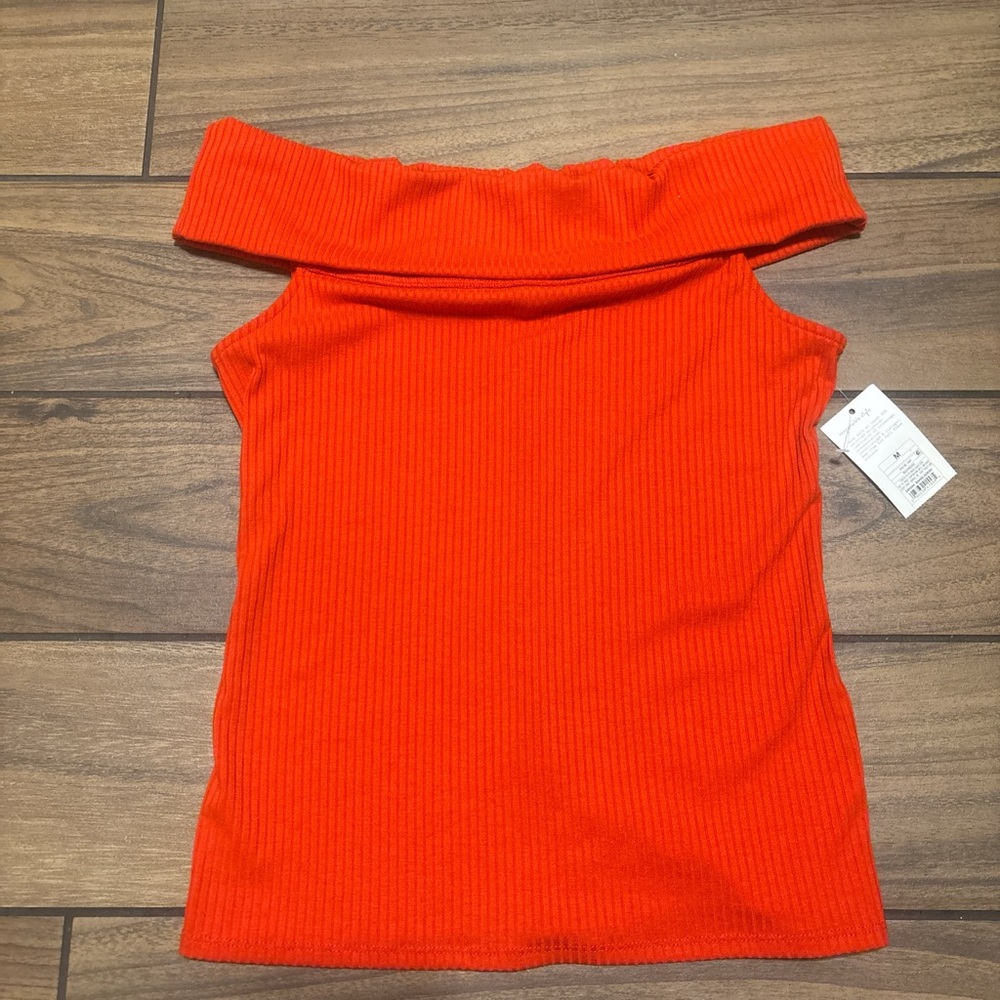 a new day Bright Orange Off-Shoulder Crop Top